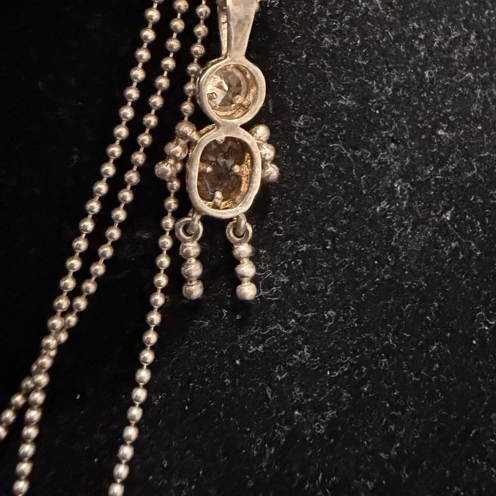 Vintage Sterling Silver Silhouette Style Gemstone Pendant Necklace – 925